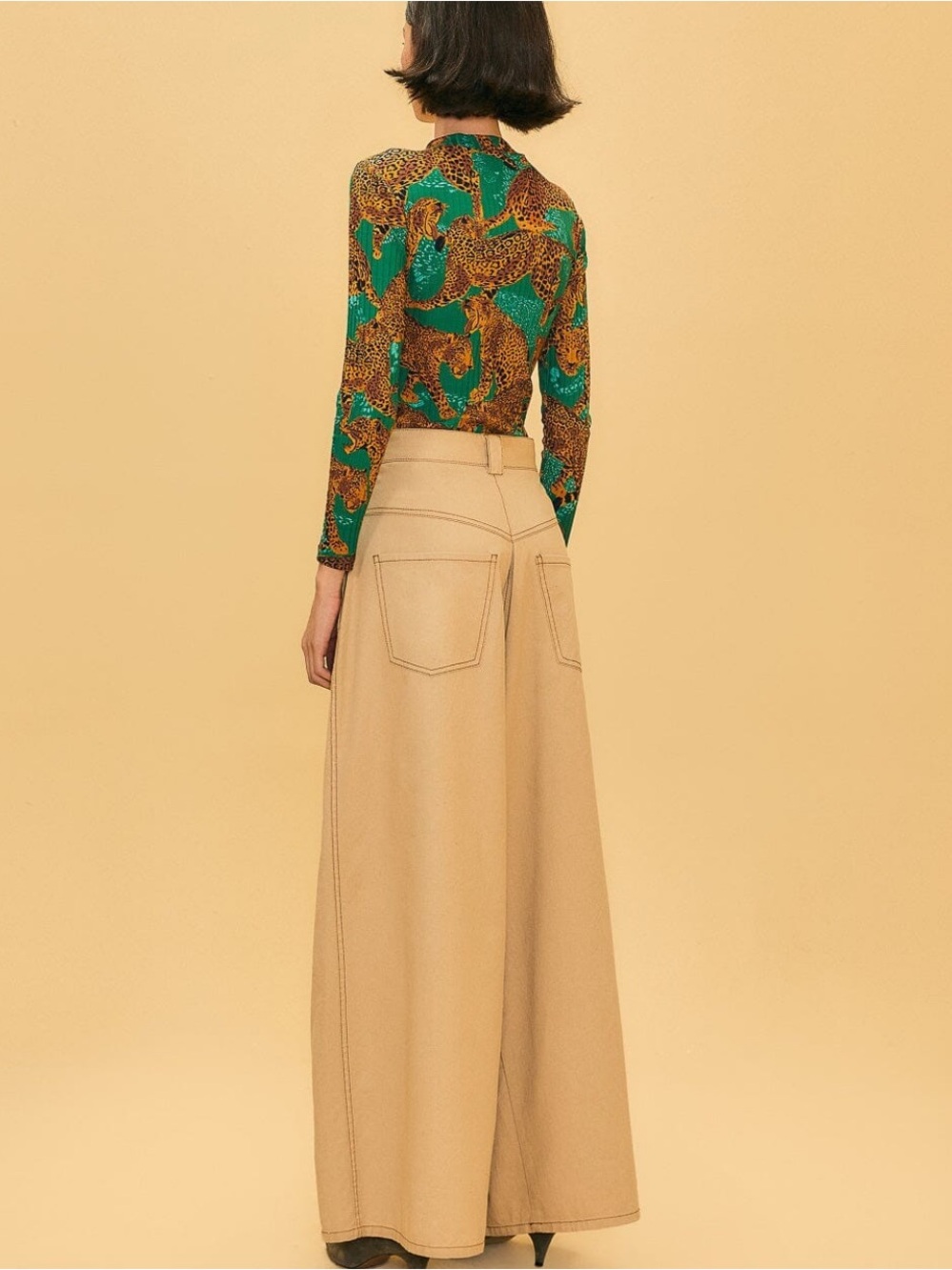 Farm Rio Khaki Wide Leg Palazzo Pants Low Rise Pleated 100% Cotton S - Picture 5 of 15